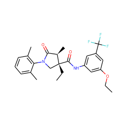 CCOc1cc(NC(=O)[C@]2(CC)CN(c3c(C)cccc3C)C(=O)[C@H]2C)cc(C(F)(F)F)c1 ZINC000142539206