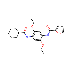 CCOc1cc(NC(=O)C2CCCCC2)c(OCC)cc1NC(=O)c1ccco1 ZINC000001223643