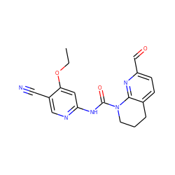 CCOc1cc(NC(=O)N2CCCc3ccc(C=O)nc32)ncc1C#N ZINC001772569930