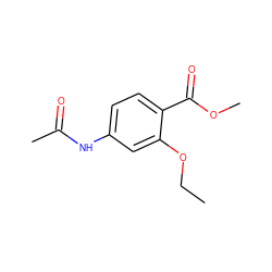 CCOc1cc(NC(C)=O)ccc1C(=O)OC ZINC000000001387