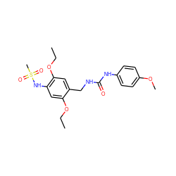 CCOc1cc(NS(C)(=O)=O)c(OCC)cc1CNC(=O)Nc1ccc(OC)cc1 ZINC000474606155