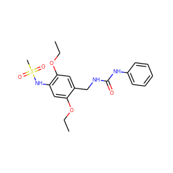 CCOc1cc(NS(C)(=O)=O)c(OCC)cc1CNC(=O)Nc1ccccc1 ZINC000474607933