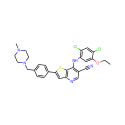 CCOc1cc(Nc2c(C#N)cnc3cc(-c4ccc(CN5CCN(C)CC5)cc4)sc23)c(Cl)cc1Cl ZINC000023357847