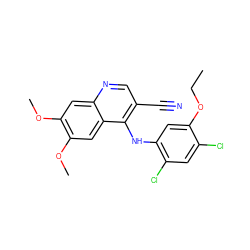 CCOc1cc(Nc2c(C#N)cnc3cc(OC)c(OC)cc23)c(Cl)cc1Cl ZINC000013470098