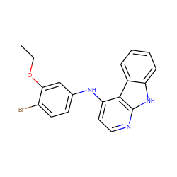CCOc1cc(Nc2ccnc3[nH]c4ccccc4c23)ccc1Br ZINC000169312526