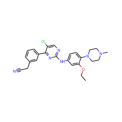 CCOc1cc(Nc2ncc(Cl)c(-c3cccc(CC#N)c3)n2)ccc1N1CCN(C)CC1 ZINC000096272935