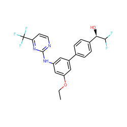 CCOc1cc(Nc2nccc(C(F)(F)F)n2)cc(-c2ccc([C@@H](O)C(F)F)cc2)c1 ZINC001772643877