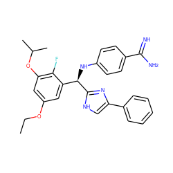 CCOc1cc(OC(C)C)c(F)c([C@@H](Nc2ccc(C(=N)N)cc2)c2nc(-c3ccccc3)c[nH]2)c1 ZINC000142787131