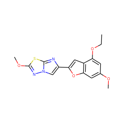 CCOc1cc(OC)cc2oc(-c3cn4nc(OC)sc4n3)cc12 ZINC000143270945