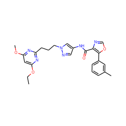 CCOc1cc(OC)nc(CCCn2cc(NC(=O)c3ncoc3-c3cccc(C)c3)cn2)n1 ZINC000201574534