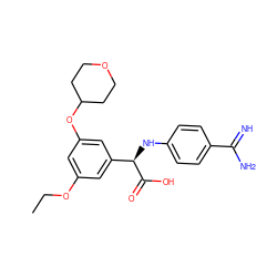 CCOc1cc(OC2CCOCC2)cc([C@@H](Nc2ccc(C(=N)N)cc2)C(=O)O)c1 ZINC000014953235