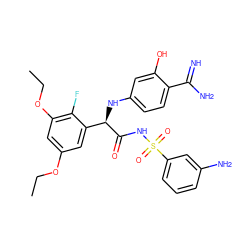 CCOc1cc(OCC)c(F)c([C@@H](Nc2ccc(C(=N)N)c(O)c2)C(=O)NS(=O)(=O)c2cccc(N)c2)c1 ZINC000012338906