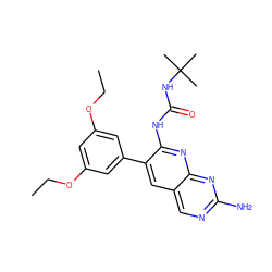 CCOc1cc(OCC)cc(-c2cc3cnc(N)nc3nc2NC(=O)NC(C)(C)C)c1 ZINC000013779513