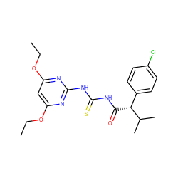 CCOc1cc(OCC)nc(NC(=S)NC(=O)[C@H](c2ccc(Cl)cc2)C(C)C)n1 ZINC000035016101