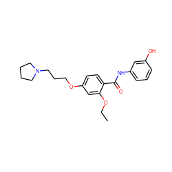 CCOc1cc(OCCCN2CCCC2)ccc1C(=O)Nc1cccc(O)c1 ZINC000072182352