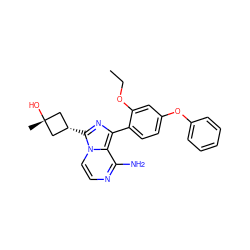 CCOc1cc(Oc2ccccc2)ccc1-c1nc([C@H]2C[C@@](C)(O)C2)n2ccnc(N)c12 ZINC000261088280