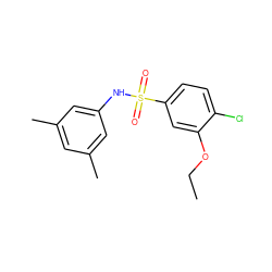 CCOc1cc(S(=O)(=O)Nc2cc(C)cc(C)c2)ccc1Cl ZINC000000384728