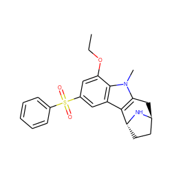 CCOc1cc(S(=O)(=O)c2ccccc2)cc2c3c(n(C)c12)C[C@H]1CC[C@H]3N1 ZINC000100632759