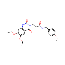 CCOc1cc2[nH]c(=O)n(CCC(=O)NCc3ccc(OC)cc3)c(=O)c2cc1OCC ZINC000002952503