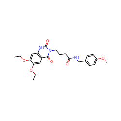 CCOc1cc2[nH]c(=O)n(CCCC(=O)NCc3ccc(OC)cc3)c(=O)c2cc1OCC ZINC000002952456