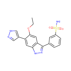 CCOc1cc2c(-c3cccc(S(N)(=O)=O)c3)n[nH]c2cc1-c1cn[nH]c1 ZINC000096270044