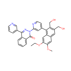 CCOc1cc2c(-c3ccnc(-n4nc(-c5cccnc5)c5ccccc5c4=O)c3)c(CO)c(CO)cc2cc1OC ZINC000001486364