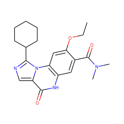 CCOc1cc2c(cc1C(=O)N(C)C)[nH]c(=O)c1cnc(C3CCCCC3)n12 ZINC000201421216