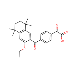 CCOc1cc2c(cc1C(=O)c1ccc(C(=O)C(=O)O)cc1)C(C)(C)CCC2(C)C ZINC000653685367