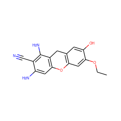 CCOc1cc2c(cc1O)Cc1c(cc(N)c(C#N)c1N)O2 ZINC000473244348