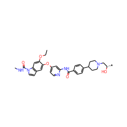 CCOc1cc2c(ccn2C(=O)NC)cc1Oc1ccnc(NC(=O)c2ccc(C3CCN(C[C@H](C)O)CC3)cc2)c1 ZINC000169711553