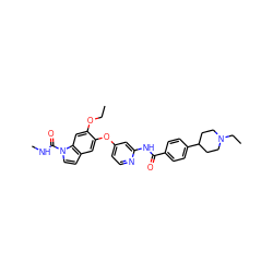 CCOc1cc2c(ccn2C(=O)NC)cc1Oc1ccnc(NC(=O)c2ccc(C3CCN(CC)CC3)cc2)c1 ZINC000169711506