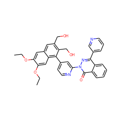 CCOc1cc2cc(CO)c(CO)c(-c3ccnc(-n4nc(-c5cccnc5)c5ccccc5c4=O)c3)c2cc1OCC ZINC000001486363