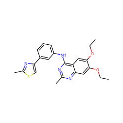 CCOc1cc2nc(C)nc(Nc3cccc(-c4csc(C)n4)c3)c2cc1OCC ZINC000013490816