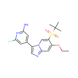 CCOc1cc2ncc(-c3cc(N)nc(F)c3)n2cc1S(=O)(=O)C(C)(C)C ZINC000914431283