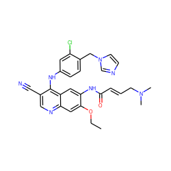 CCOc1cc2ncc(C#N)c(Nc3ccc(Cn4ccnc4)c(Cl)c3)c2cc1NC(=O)/C=C/CN(C)C ZINC000028116917