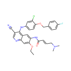 CCOc1cc2ncc(C#N)c(Nc3ccc(OCc4ccc(F)cc4)c(Cl)c3)c2cc1NC(=O)/C=C/CN(C)C ZINC000028122005