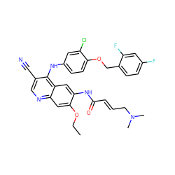 CCOc1cc2ncc(C#N)c(Nc3ccc(OCc4ccc(F)cc4F)c(Cl)c3)c2cc1NC(=O)/C=C/CN(C)C ZINC000028121623