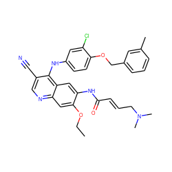 CCOc1cc2ncc(C#N)c(Nc3ccc(OCc4cccc(C)c4)c(Cl)c3)c2cc1NC(=O)/C=C/CN(C)C ZINC000028123323