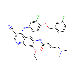 CCOc1cc2ncc(C#N)c(Nc3ccc(OCc4cccc(Cl)c4)c(Cl)c3)c2cc1NC(=O)/C=C/CN(C)C ZINC000028121390