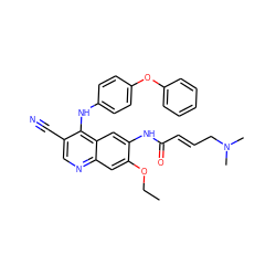 CCOc1cc2ncc(C#N)c(Nc3ccc(Oc4ccccc4)cc3)c2cc1NC(=O)/C=C/CN(C)C ZINC000205060440