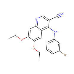 CCOc1cc2ncc(C#N)c(Nc3cccc(Br)c3)c2cc1OCC ZINC000002005174