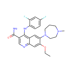 CCOc1cc2ncc(C(N)=O)c(Nc3ccc(F)cc3F)c2cc1N1CCCN(C)CC1 ZINC000040934597