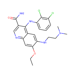 CCOc1cc2ncc(C(N)=O)c(Nc3cccc(Cl)c3Cl)c2cc1NCCN(C)C ZINC000040919079