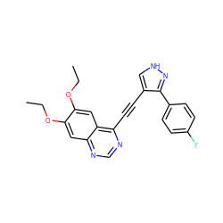 CCOc1cc2ncnc(C#Cc3c[nH]nc3-c3ccc(F)cc3)c2cc1OCC ZINC000028951236