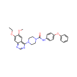 CCOc1cc2ncnc(N3CCN(C(=O)Nc4ccc(Oc5ccccc5)cc4)CC3)c2cc1OC ZINC000013528719