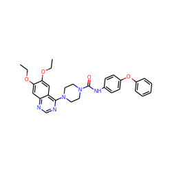 CCOc1cc2ncnc(N3CCN(C(=O)Nc4ccc(Oc5ccccc5)cc4)CC3)c2cc1OCC ZINC000013528753