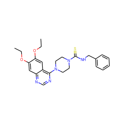 CCOc1cc2ncnc(N3CCN(C(=S)NCc4ccccc4)CC3)c2cc1OCC ZINC000013528756