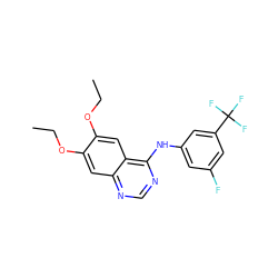 CCOc1cc2ncnc(Nc3cc(F)cc(C(F)(F)F)c3)c2cc1OCC ZINC000013676219