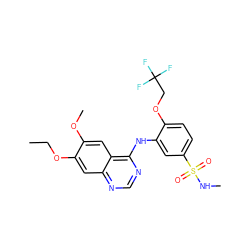 CCOc1cc2ncnc(Nc3cc(S(=O)(=O)NC)ccc3OCC(F)(F)F)c2cc1OC ZINC000143531073