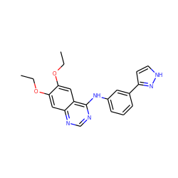 CCOc1cc2ncnc(Nc3cccc(-c4cc[nH]n4)c3)c2cc1OCC ZINC000013490794